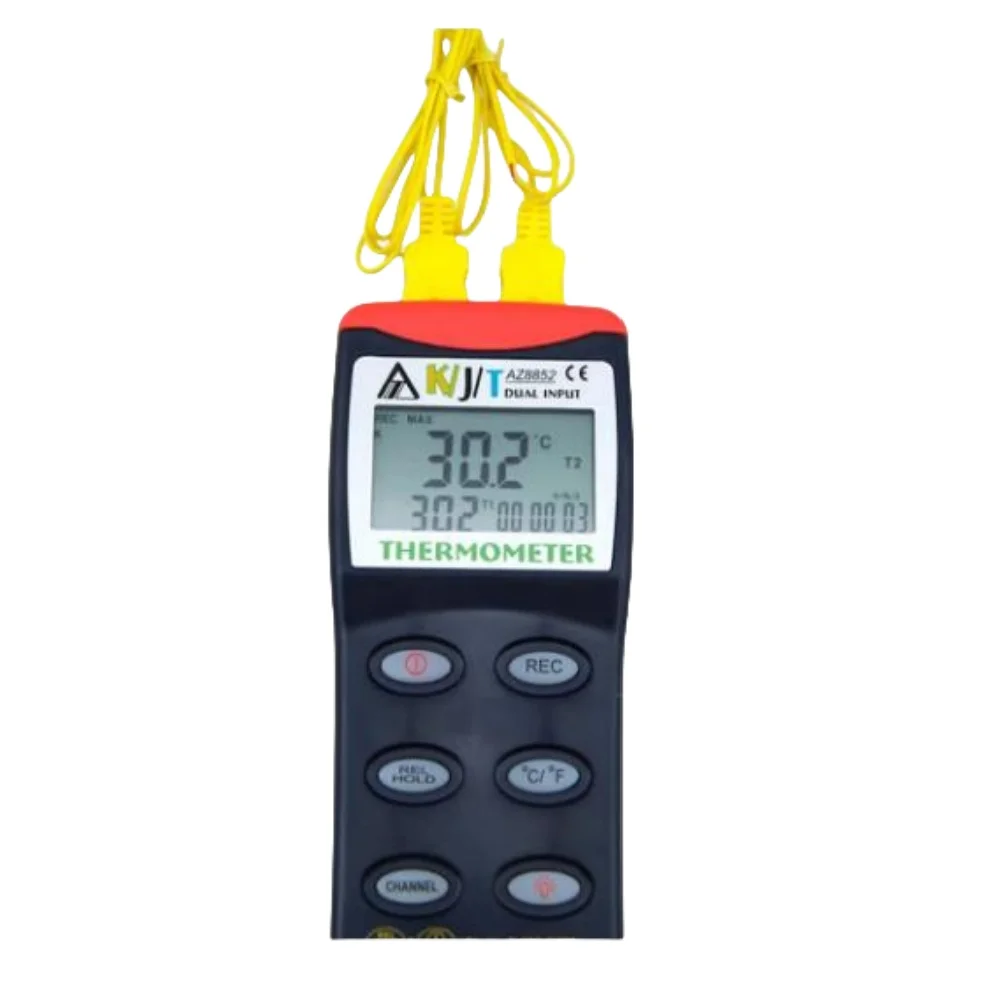 AZ8852 hoge precisie multifunctionele thermokoppelthermometer digitaal groot scherm tweekanaals-K J T-type temperatuurrecorder