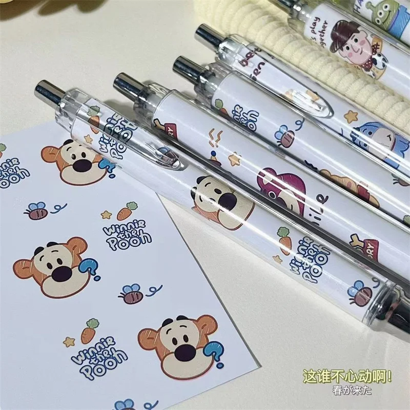 Hot Anime Disney Toy Story Pen Kawaii Woody Lotso Alien 0.5mm Gel Press Black Pen Cartoon Pooh regali di cancelleria per studenti