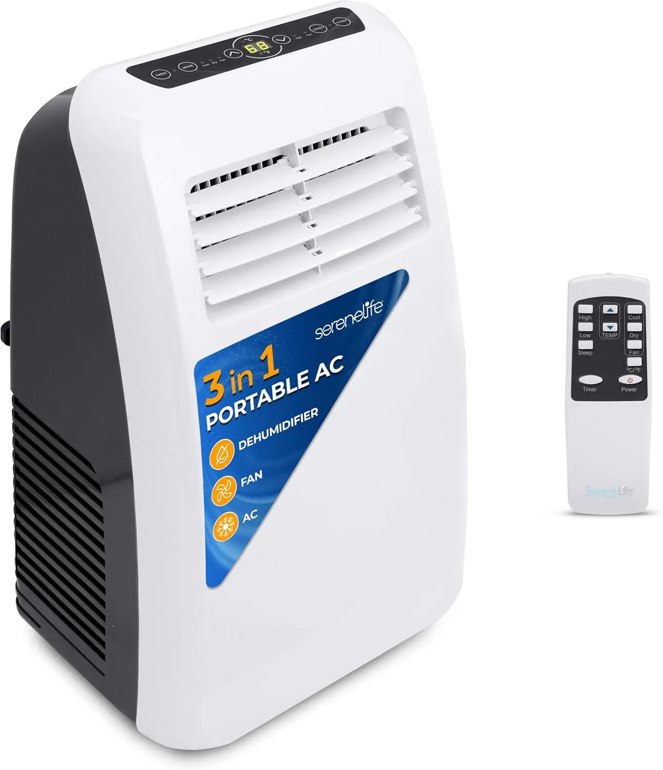 

SereneLife Small Air Conditioner Portable 8,000 BTU with Built-in Dehumidifier - Portable AC unit for rooms up to 350 sq ft