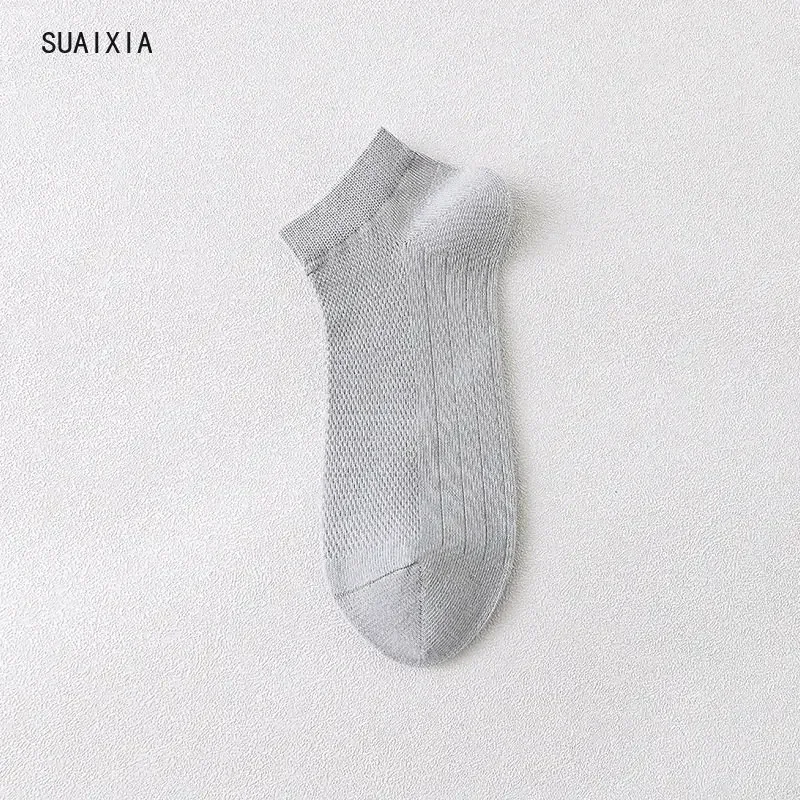 Summer Solid Cotton Socks Male Boat Socks Mesh Breathable Thin Cut Short Socks Low Top Men's