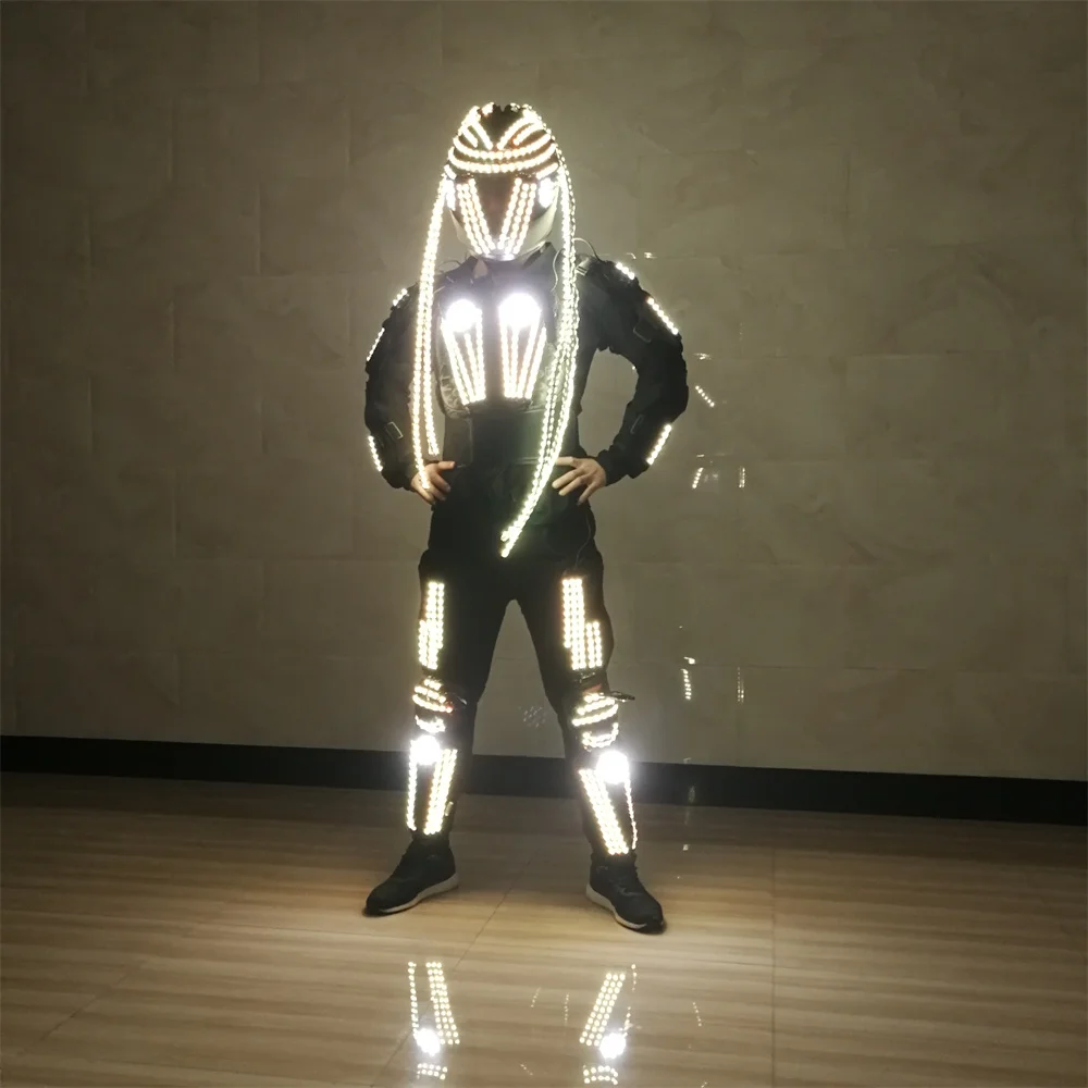 Magicool RGB Remote Control Led Flashing Robot Suits Costume Stage Dance Luminous Armor Nightclub Bar Light Show Helmet