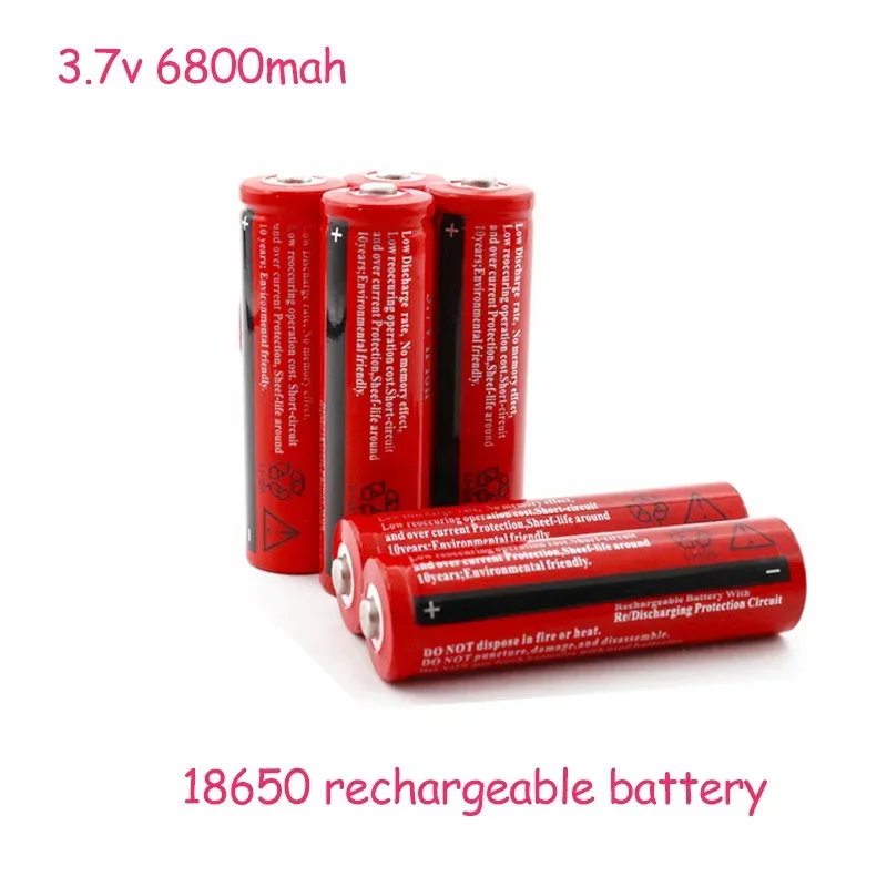 2024 New 18650 Battery 3.7v 6800mah Rechargeable Lithium-ion Battery for Headlamp Flashlight Lithium Game Console Toys Battery