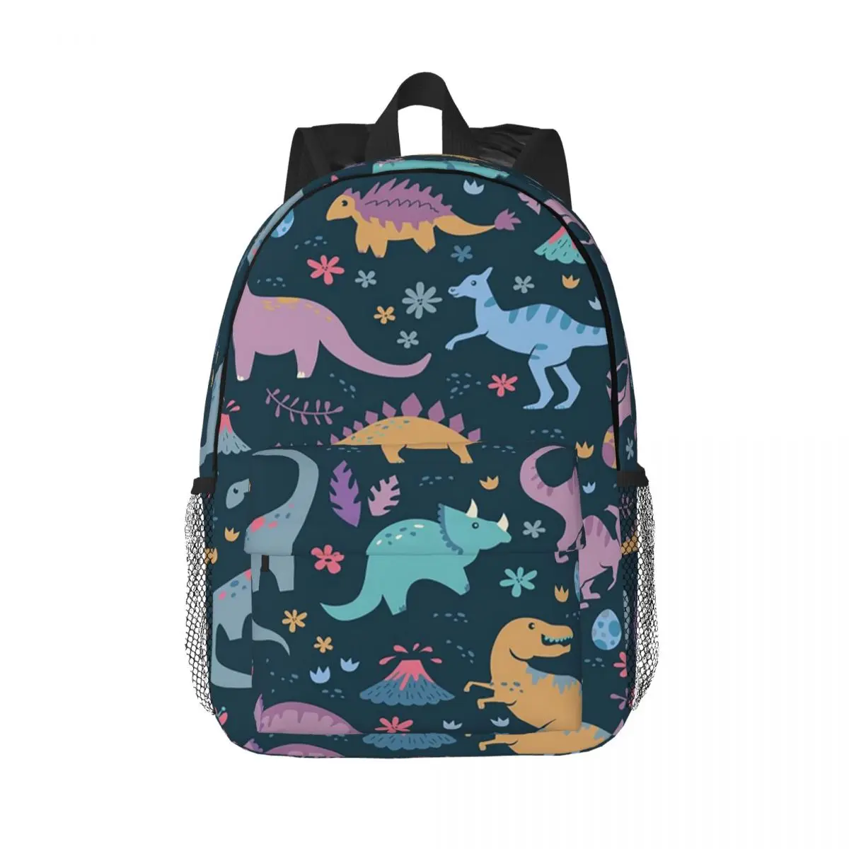 

Dinosaur Pattern With Flowers And Volcanoes Backpacks Boys Girls Bookbag Children School Bags Laptop Rucksack Shoulder Bag