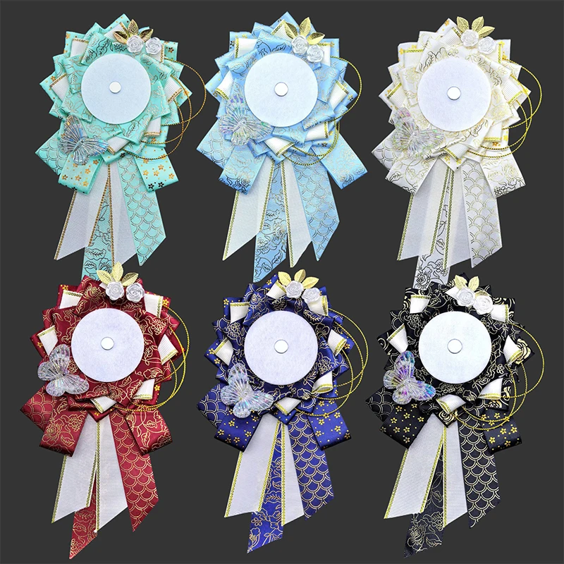 Fashion Ribbon Cosplay Ita Bags Rosette Protection Flower Pin Holder Handmade Anime Brooches Badge Base Decoration Crafts