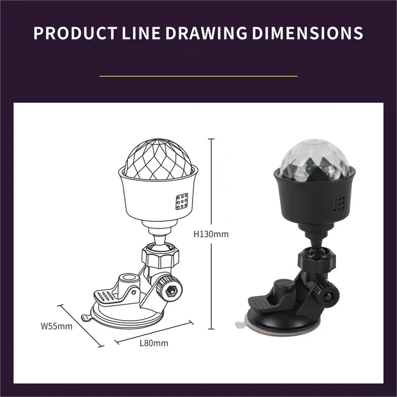 USB voiture LED lampe d'ambiance scène Disco lumière RGB veilleuse avec Rotation automatique pour voiture décoration de noël projecteur lumière