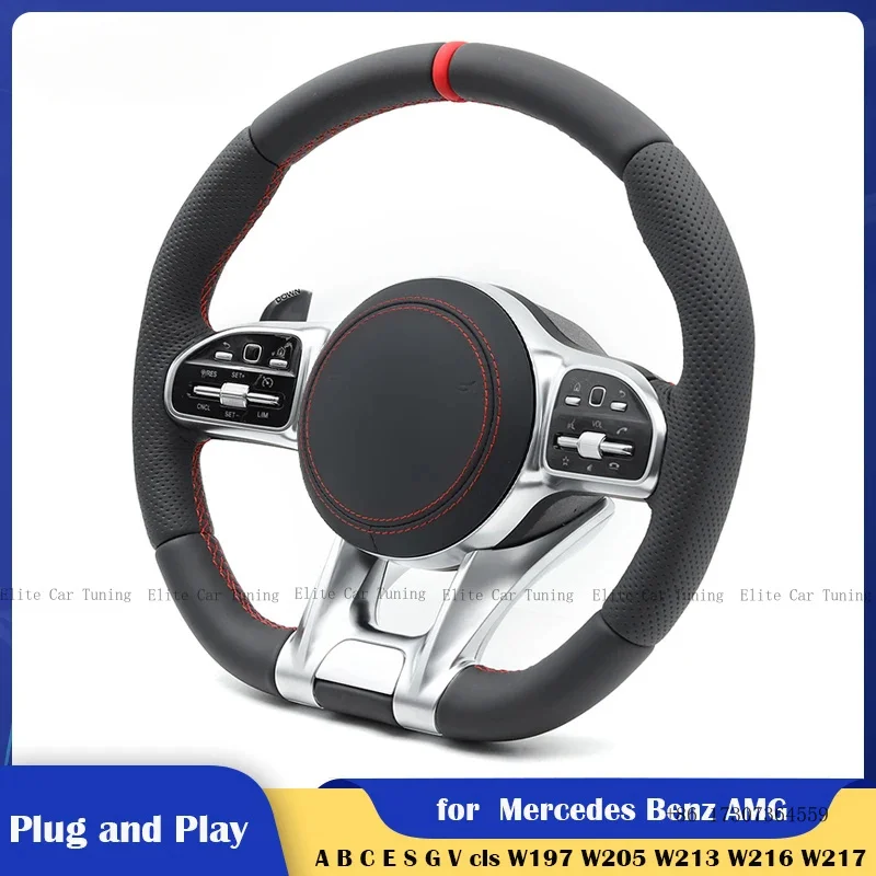 

Руль для Mercedes-Benz AMG E43 S63 S65 C200 W167 W177 W190 W204 W205 C205 W212 W213 W217 W222 с красной строчкой