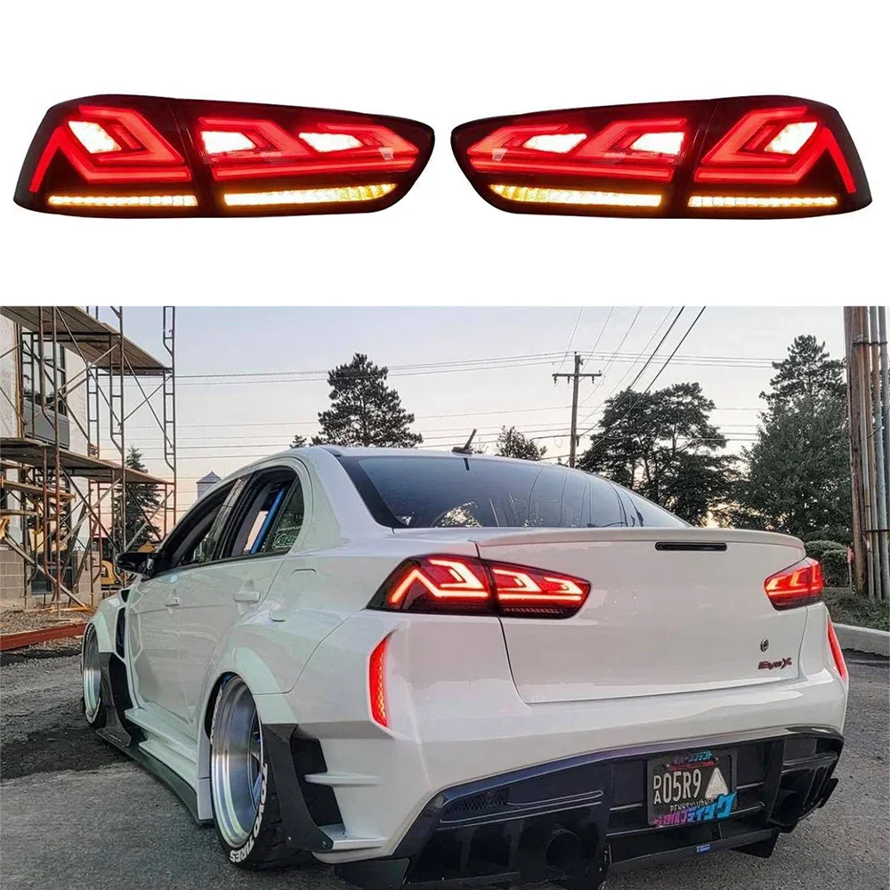 Car LED Taillights Tail Light For Mitsubishi Lancer 10 EVO x Rear Lamp DRL + Dynamic Turn Signal + Reverse + Brake LED Light