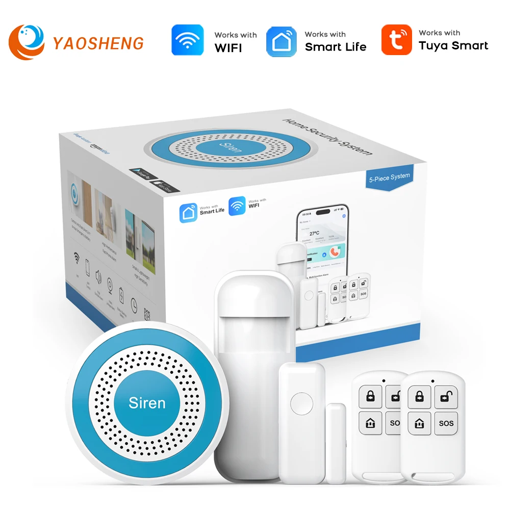 

Беспроводная охранная сирена Wi-Fi, совместимая с приложением Tuya Smart, домашняя громкая охранная сигнализация, охранная сигнализация Smart Life