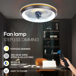 LTOON Silent fan light 80W acrylic stepless dimming remote control indoor ceiling fan light suitable for bedrooms 220V ampholder