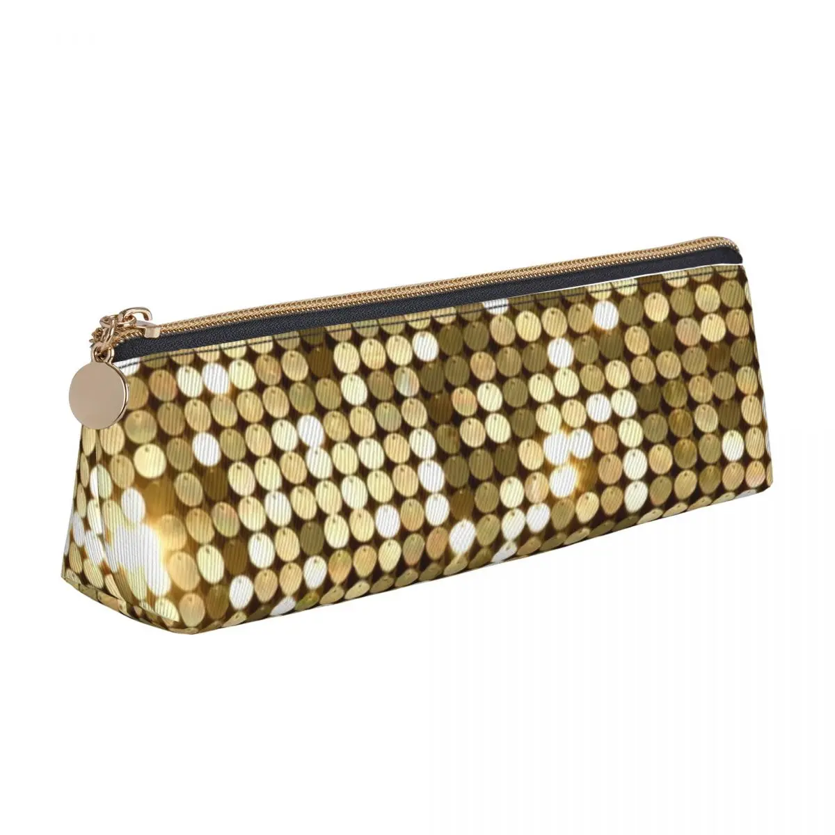 Golden Disco Ball Pencil Case Metallic Glitter Sparkles Large Pencil Pouch Boy Girl School Pencil Cases Stationery Organizer