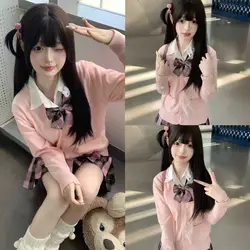 Autumn original JK sweater uniform 2024 Korean version women's long sleeved knitted cardigan anime character cosplay cardigan