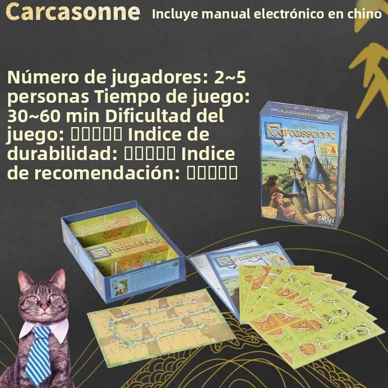 Juego de mesa Carcassonne, versión en inglés, juego de cartas para fiestas, nivel informal para principiantes, 2-5 jugadores,...