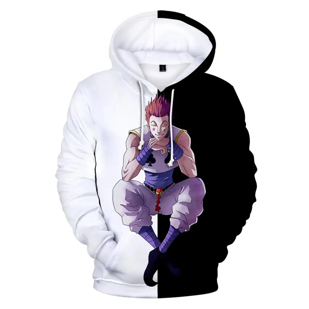 

New The Newest 3D Hisoka Hoodies Sweatshirts Men Women Hoodie Fashion Autumn 3D Comic Hisoka Boys Girls Black+White Pullovers