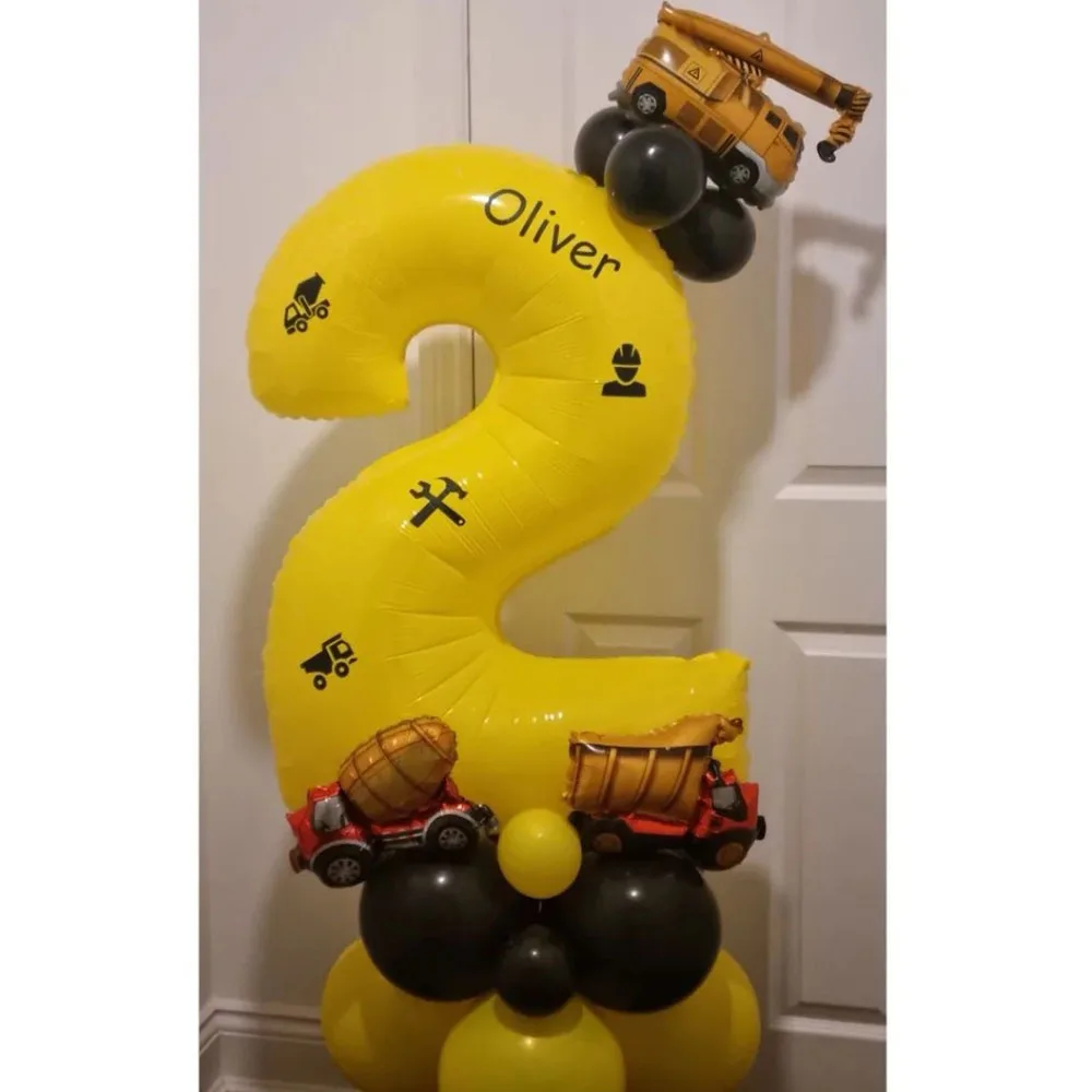 Construction Birthday Party Decor 12pcs Mini Construction Foil Balloon Boys Tractor Balloon Truck Vehicle Birthday Party Balloon