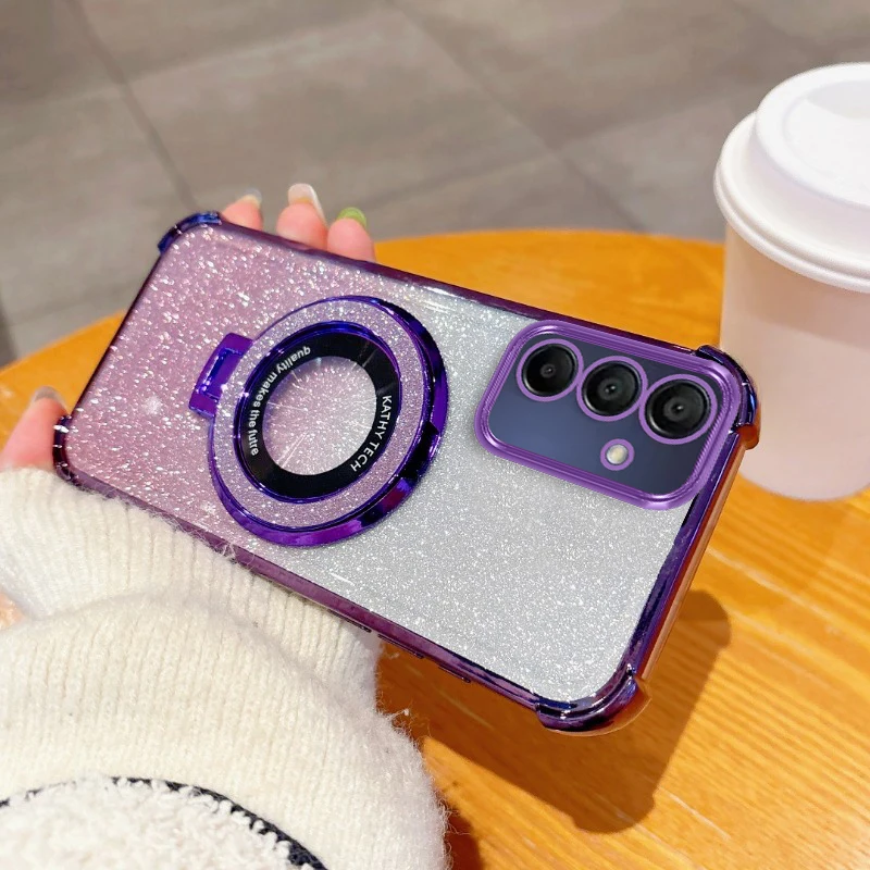 Luxury with bracket Glitter Case For Samsung Galaxy A06 A05 A05S A14 A15 A16 A25 A26 A56 A34 A35 A36 A52 A53 A54 A55 Case Holder - náhled 6