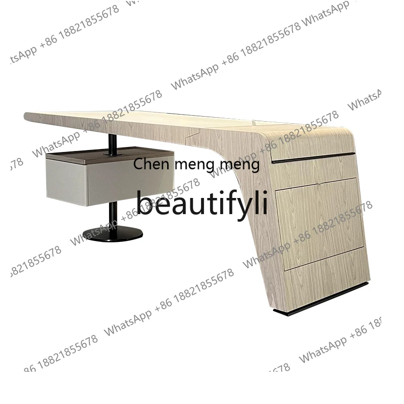 

Modern French desk Italian solid wood saddle leather designer table H