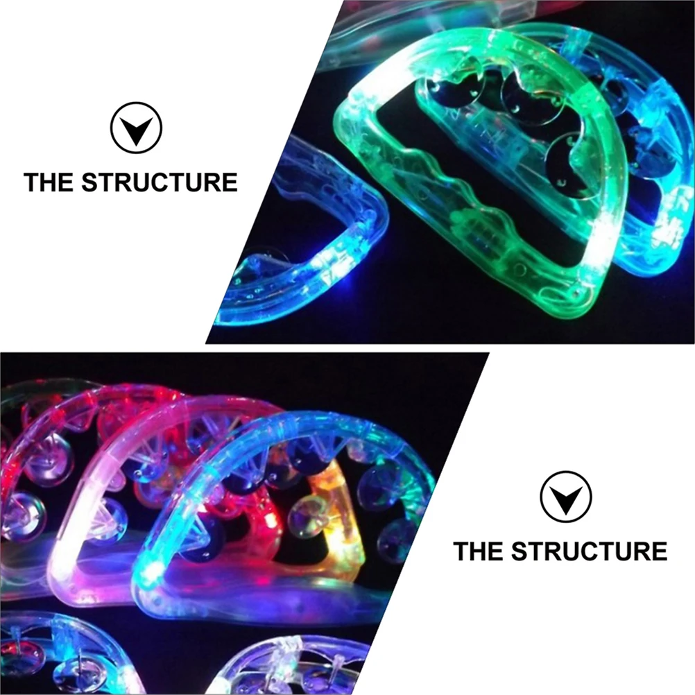 4 Pcs Hand Bell Kids Toys Light up Tambourines Tiny Musical Plastic Child