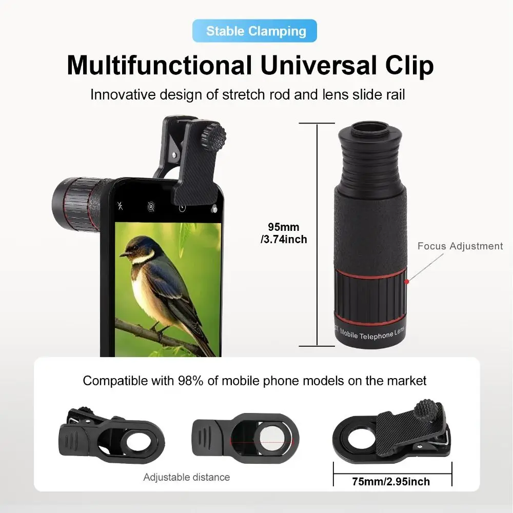 Universal HD Optical Cell Phone Lens Telephoto Lens Monocular Monocular Zoom Cell Phone Lens Tripod 32X Mobile Phone Lenses