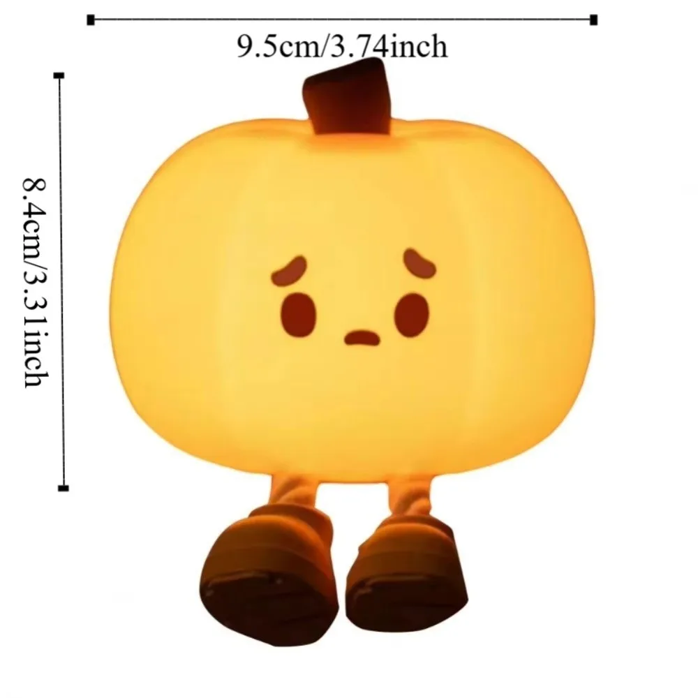 Silicone Halloween Pumpkin Night Light USB Charging Adjustable Brightness Desktop Light Soft Timing LED Pumpkin Light Kids