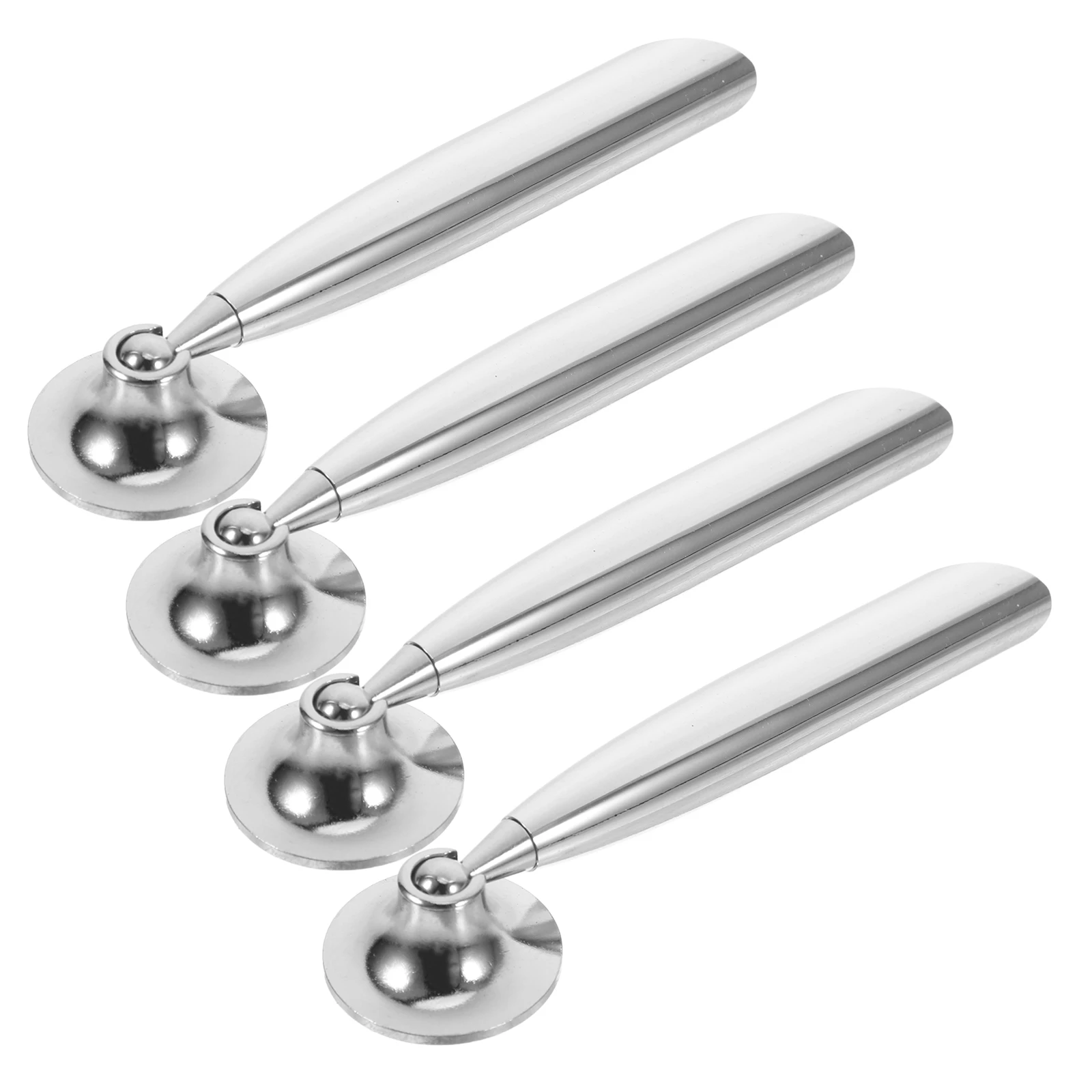 

4pcs Metal Pen Base Desk Holders Silver Stable Rotating Writing Ballpoint Stand Support Rack Office Supplies