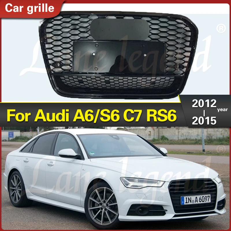 

High quality Gloss Black Front Bumper Grille Center Racing Grill For RS6 Style Grills Replacement for Audi A6/S6 C7 2012-2015