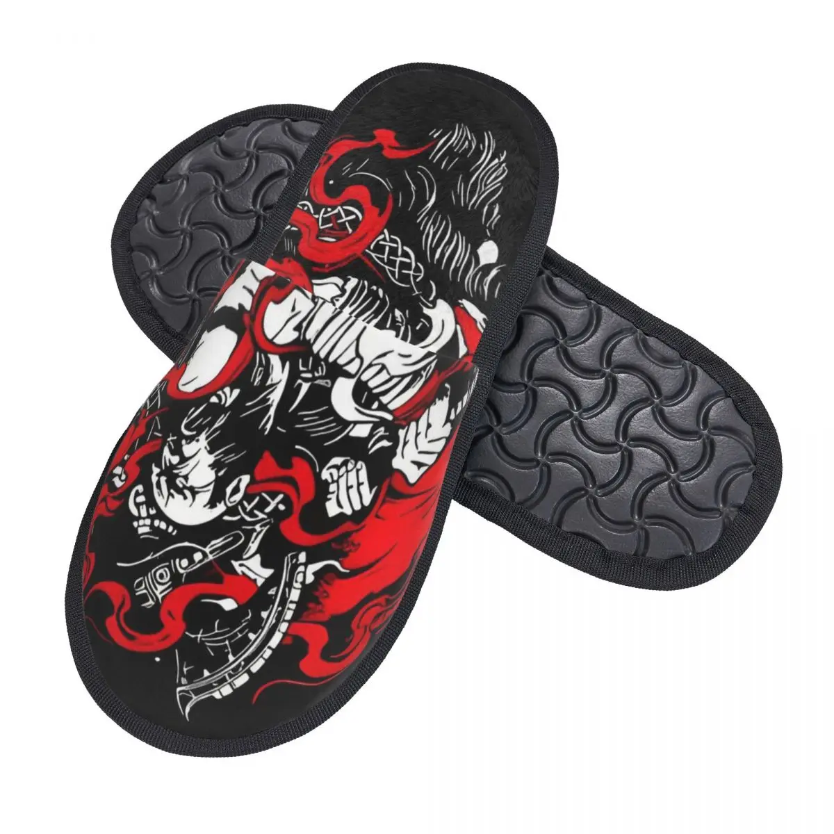 God Of War-Zapatillas peludas para hombre y mujer, pantuflas cálidas para el hogar