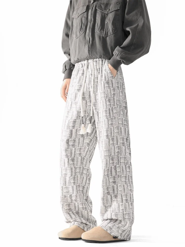 

Men's Fce Lined Straight Leg Loose Fit Thiened Winter Casual Pants American Street Sle Retro Cool Spor Long Trousers