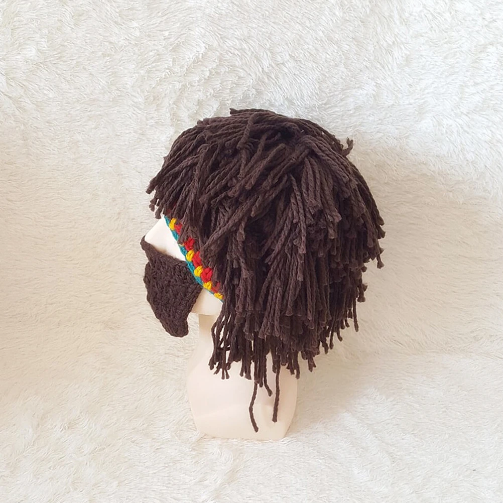 

Creative Beard Hats Handmade Wool Knitting Cap Thick Warm Stretchy Hobo Costume Party Halloween Gift Mask Cosplay Unique Fun