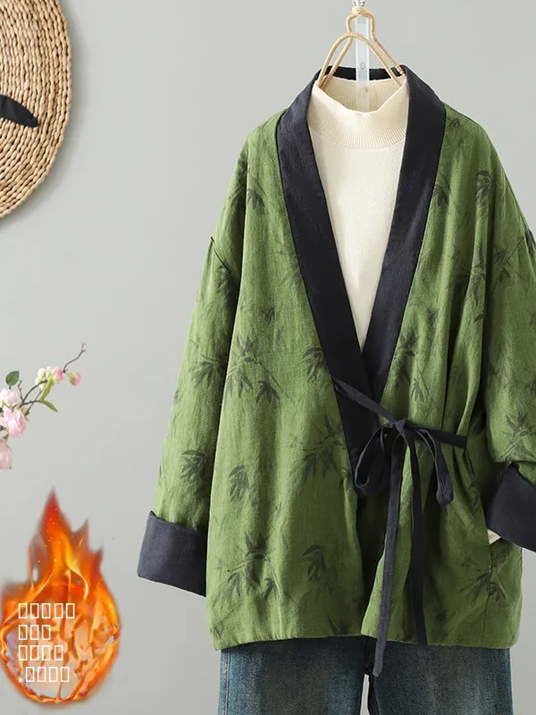 

Ele Zen Sle, новое китайское хлопковое пальто Hanfu Jaet ort, женское модное зимнее длинное пальто с v-образным вырезом