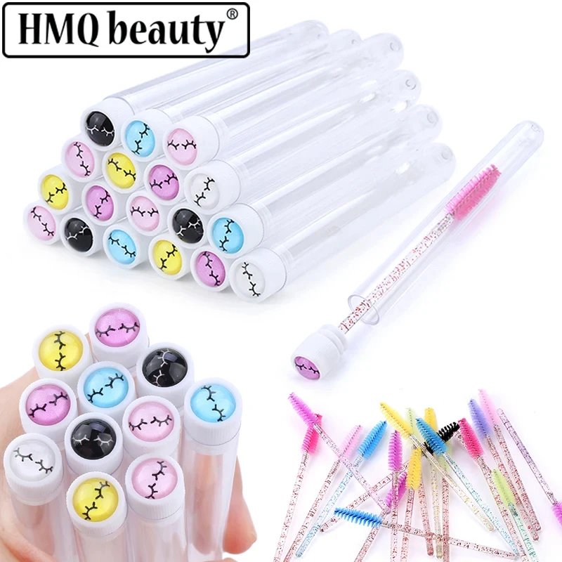 

100Pcs Eyelash Brush Mascara Tube Crystal Eyebrow Brushes Disposable Dust-proof Lash Extension Supplies Cosmetic Makeup Tool