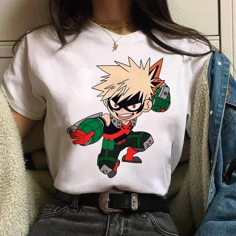 Katsuki Bakugo 女性アニメ tシャツコミック日本グラフィックプリント漫画ストリートトップス特大 Tシャツ女性 mujer camisetas