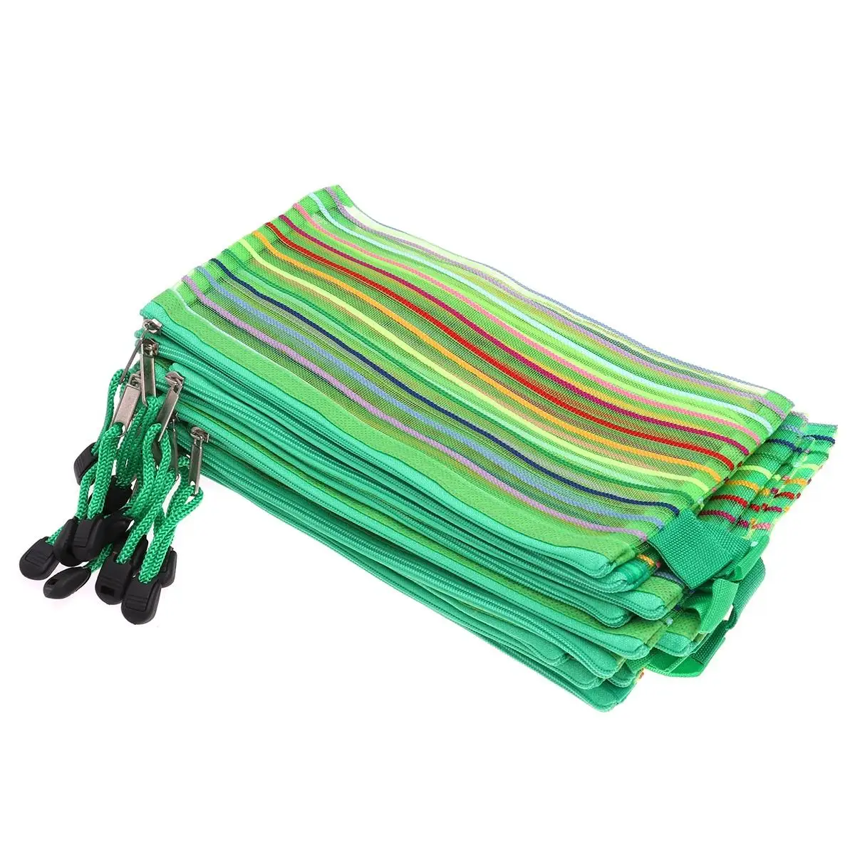 

Pencil Case Mesh Colorful Stripe Pouch Rainbow Stripes Nylon Storage Bag with Zipper Clutch