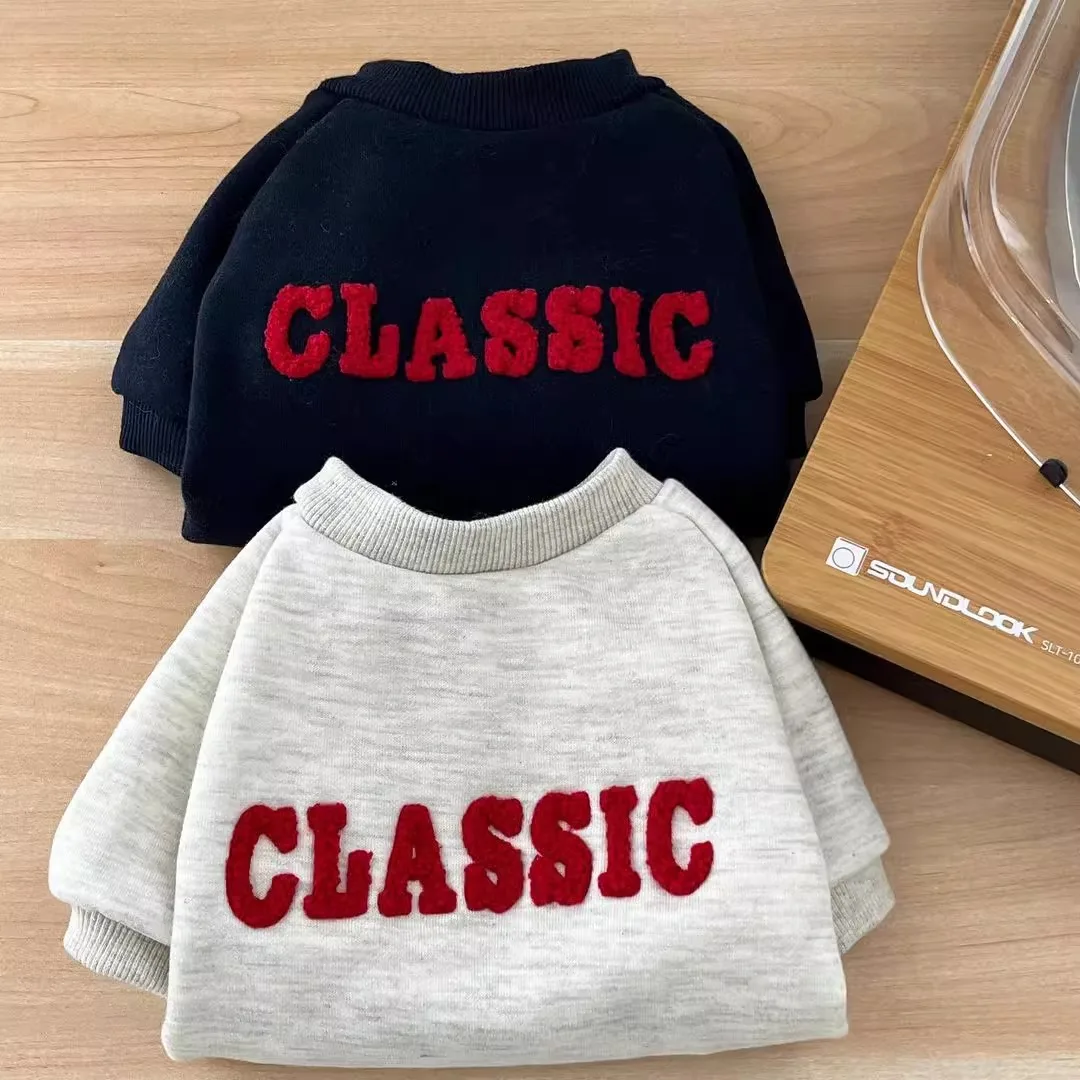 

Classic Letter Embroidery Dog Clothes Warm Teddy Round Neck Sweater Poodle Winter Two-legged Clothes Puppy Bottom Shirt