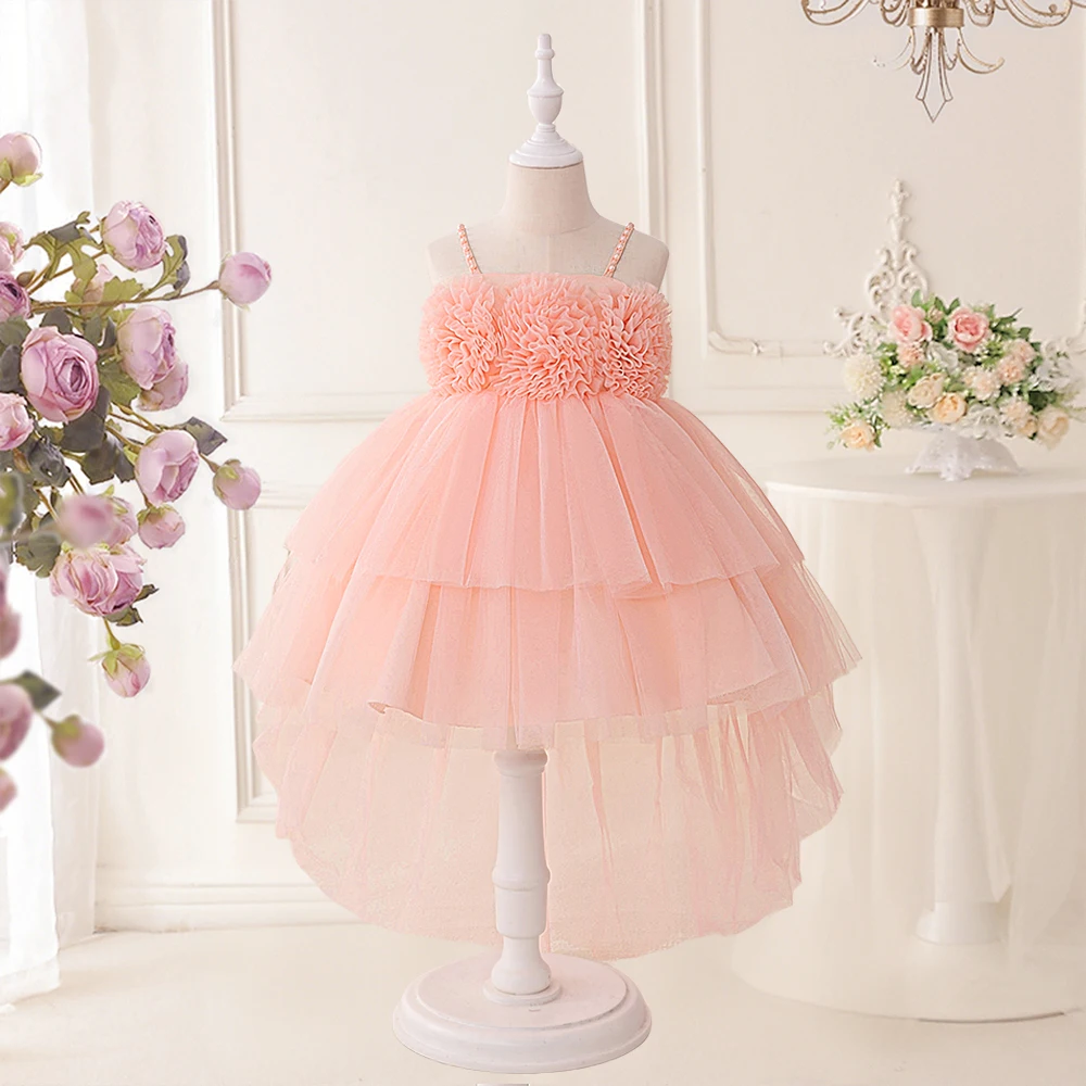 

Summer Flower Bridesmaids Party Girls Dress Elegant Trailing Birthday Wedding Princess Dresses for Girl School Evening Prom Gown