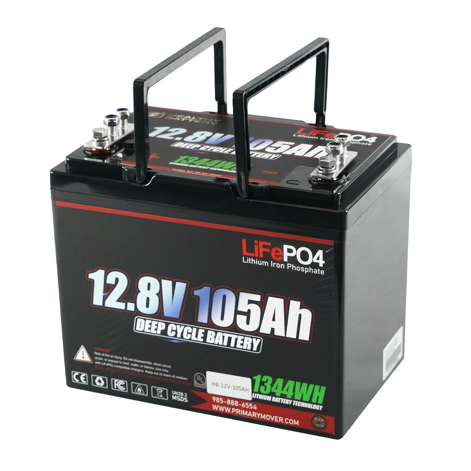 

Литиевая батарея 12.8В 105Ач LiFePO4 глубокого разряда – 1344Втч, умная BMS с Bluetooth, 150А непрерывный ток / 180А, на заказ