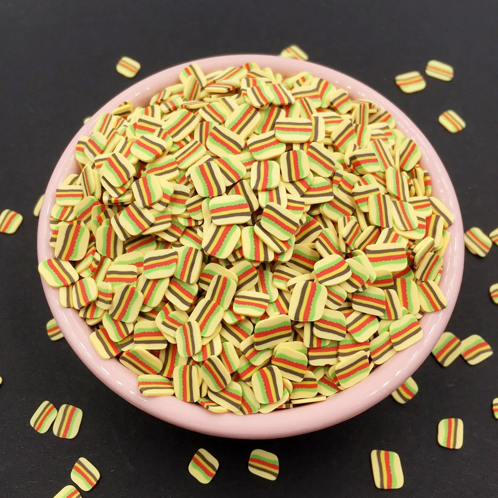 100g Polymer Clay Sprinkles Burger Slice for Crafts DIY Making Nail Arts Decoration Mini Fake Food Scrapbooking For Phone Deco