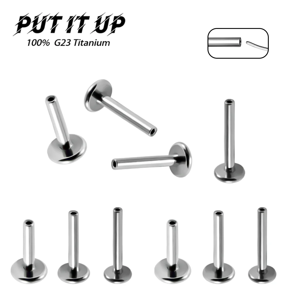 Brand New 10-Piece Set F136 Titanium Alloy 16G/18G/20G Push-On Stud Base Stud Posts for Ear Cartilage, Lip and Nose Piercings