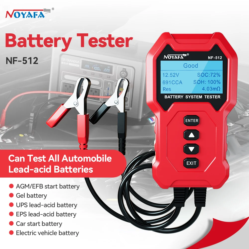 NOYAFA NF-512 Battery Tester Analyzer 12V 24V Digital Vehicle Cranking Charging Scanner Car Battery Measurement Analyzer Diagnos