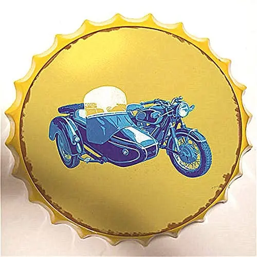 

Retro Sign Motorcycle Bottle Caps Retro Metal Tin Sign Diameter Home Decor Bar Plaque Lounge Man Cave Garage Decor