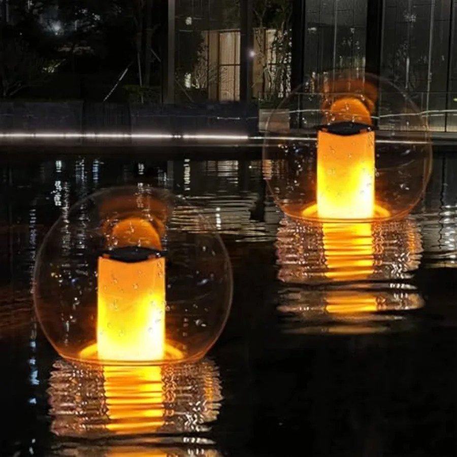 Floating Pool Lights Solar Flame Lights Flickering IP68 Waterproof Ball Night Light Outdoor Lantern Landscape Decoration Lamp f