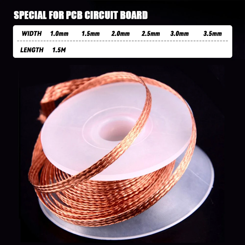 Desoldering Braid Tape Copper Solder Wire Soldering Wick Tin Solder Removal Braid Welding Wire Repair Tool 1.5/2/2.5/3/3.5mm NEW