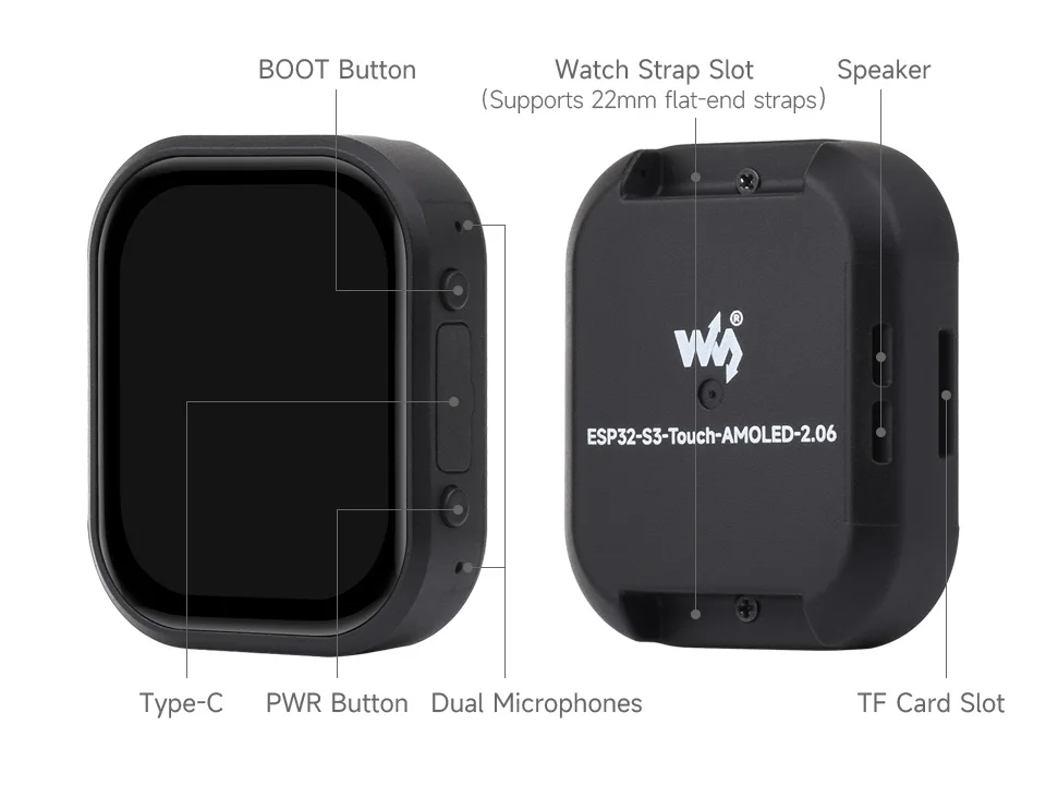 Waveshare ESP32-S3 2.06 بوصة AMOLED لوحة تطوير شاشة اللمس 410x502 QSPI واجهة ESP32 عرض دعم DeepSeek ESP-IDF #5
