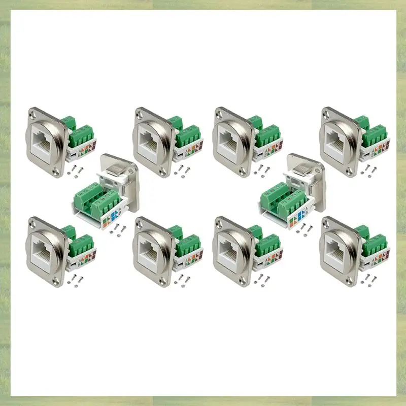 Adaptador de Terminal de tornillo de montaje en Panel N15R-2X RJ45, conector de montaje en Panel RJ45/8P8C, Terminal sin soldadura hembra RJ45 tipo D