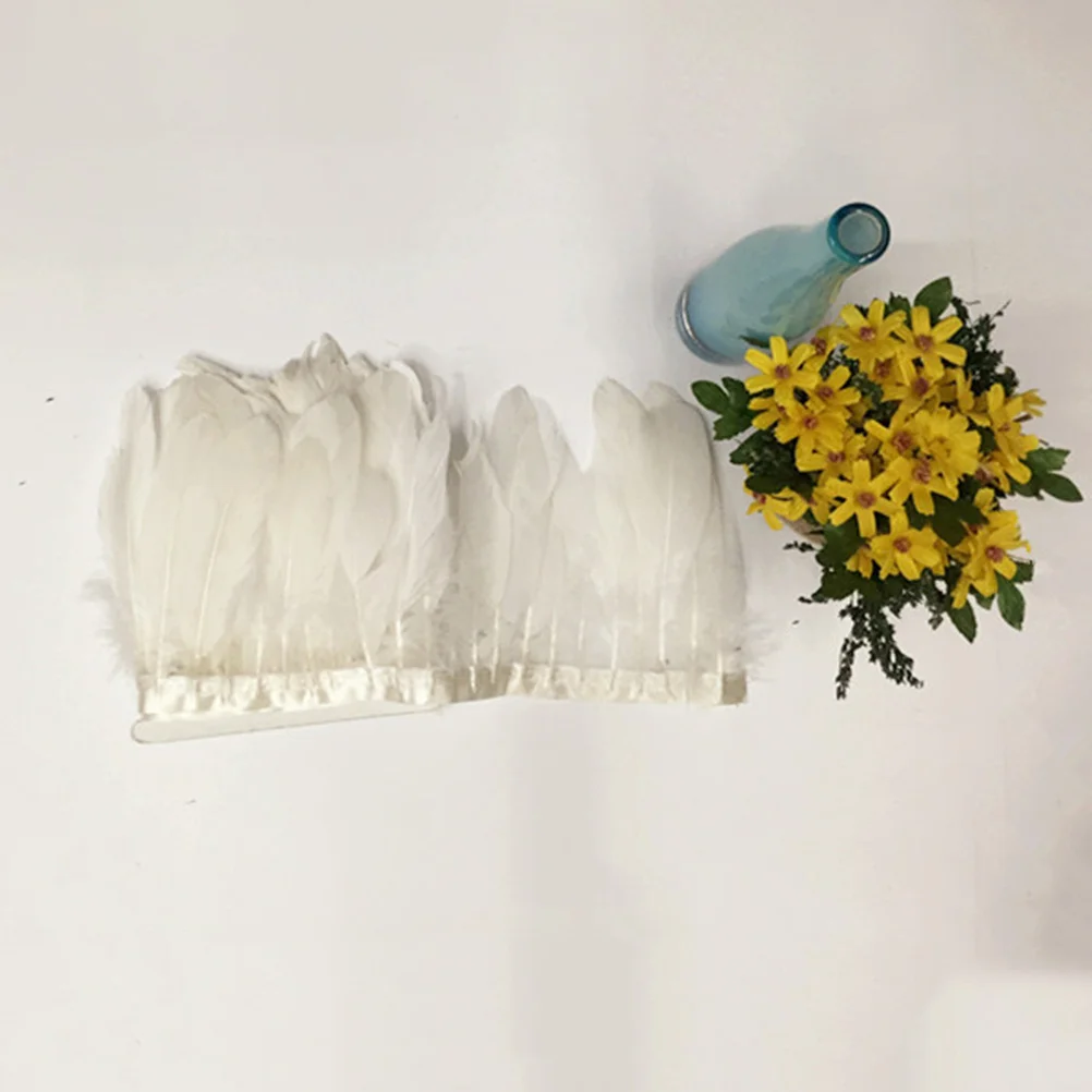 

1Pcs Natural Goose Fringe Trim 2m Light Luster Decorative Craft Hat Clothing Bag DIY Material Fringe Trim