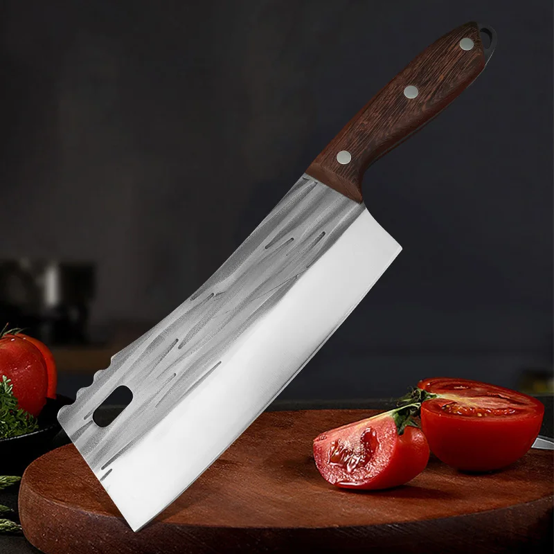 Chop Bones Chopping Knife Cleaver Meat Slaughter Butcher Knife Utility Knife Hand Forge Blade Wooden Handle Heavy Kitchen Knives