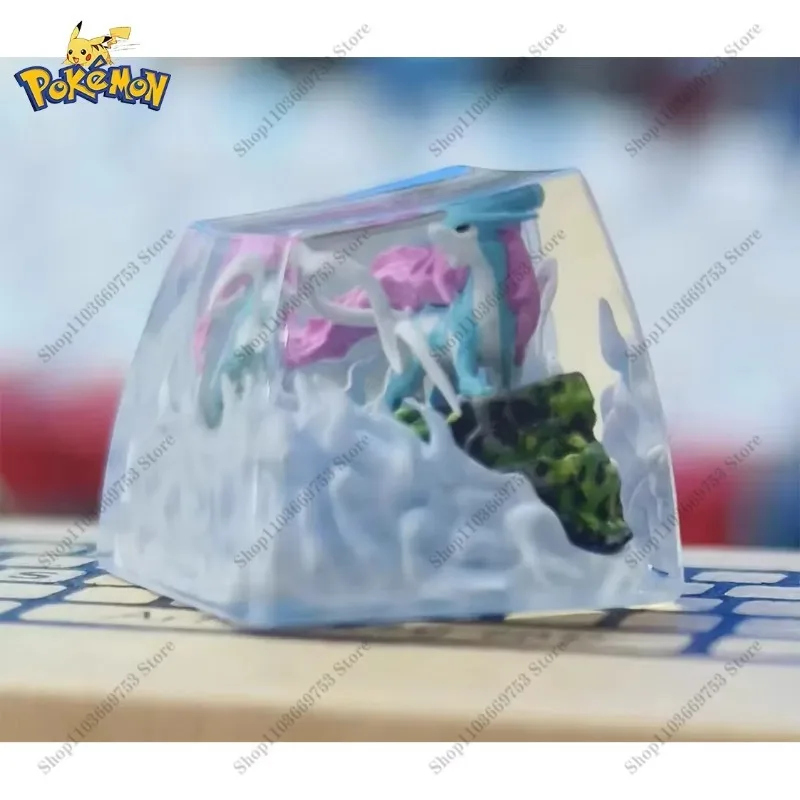 pokemon-anime-keycaps-suicune-resin-transparent-stereoscopic-customized-mechanical-keyboard-keys-cute-keyboard-accessories-gifts