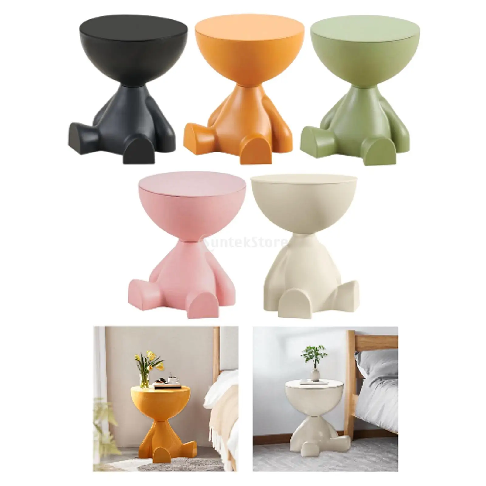 Side End Table Household Ornament Multifunction Sculpture Furniture Flat Head Figurine Sofa Edge Table Household