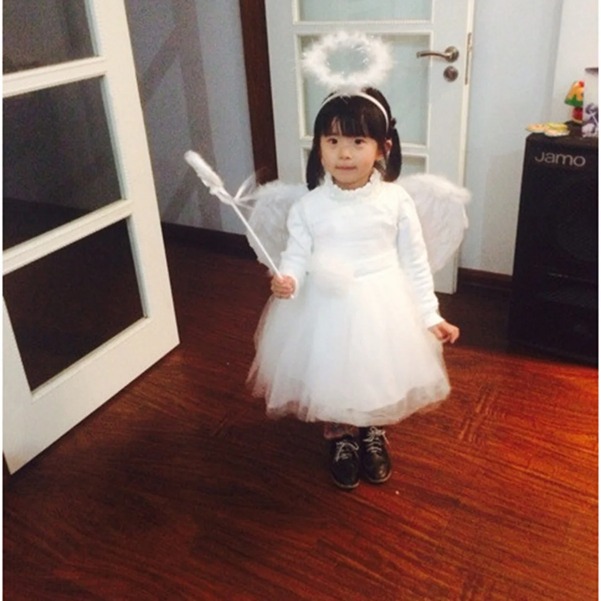 ハートワンド 37X8X2Cm ホワイト軽量布妖精の杖子供のための女の子の誕生日パーティークリスマスハロウィンプリンセスコスチューム役割