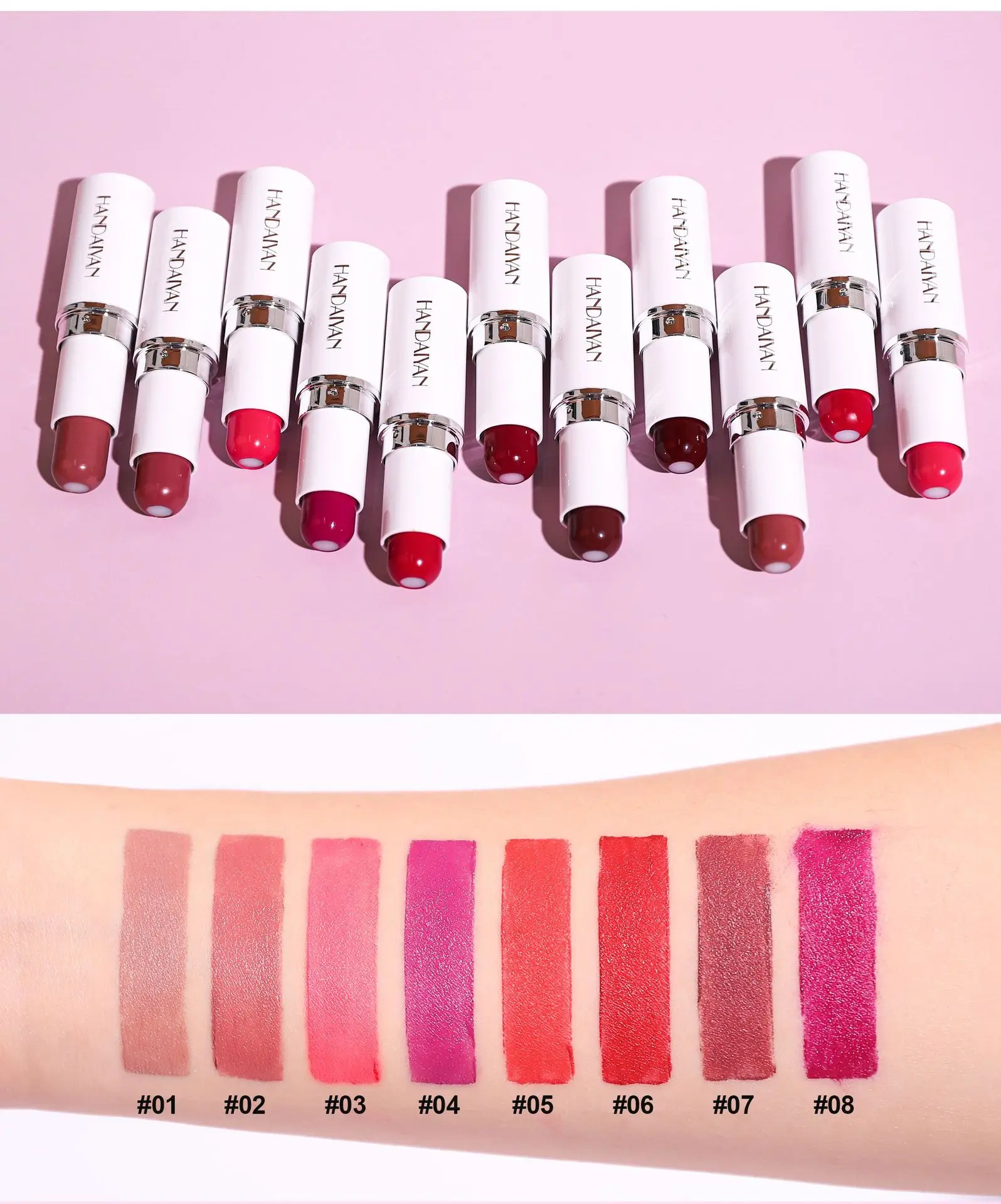 Lápiz labial mate de terciopelo 2 en 1, 8 colores, bálsamo labial hidratante, resistente al agua, de larga duración, antiadherente, brillo de labios, Sexy, maquillaje de labios rojo