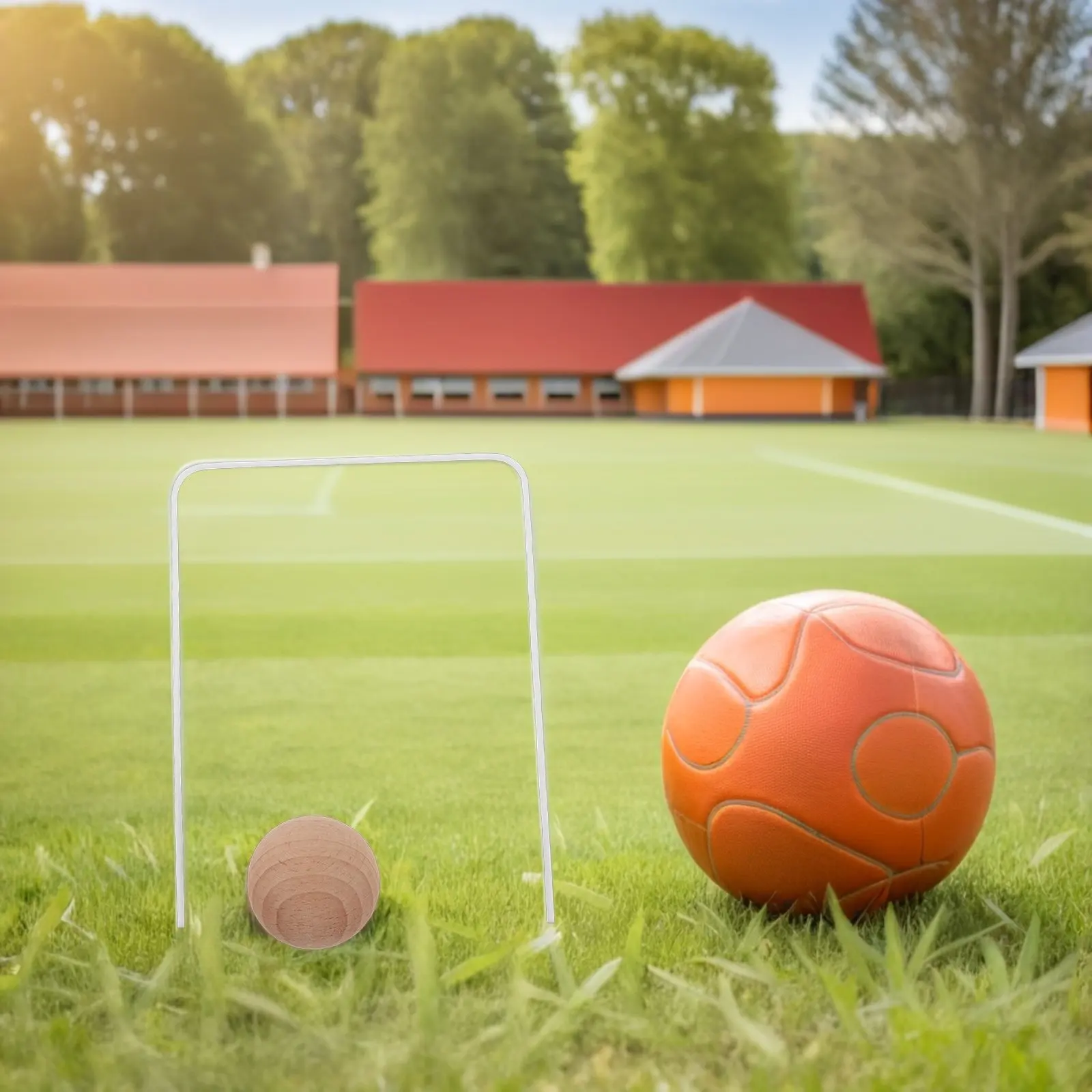 

1Set Garden Croquet Activity Kit: Fun Wooden Ball and Wickets Set - Outdoor Kids Sport Game for Summer, Travel, and Family